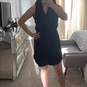 S/L navy blue elastic waist dress